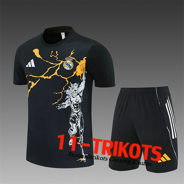 Real Madrid Training T-Shirt Kinder Schwarz/Gelb 2025/2026