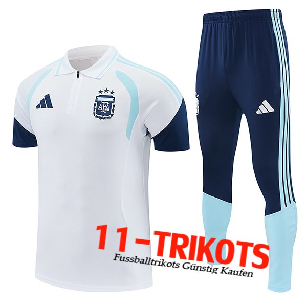 Argentinien Poloshirt Weiß/Blau 2026/2027
