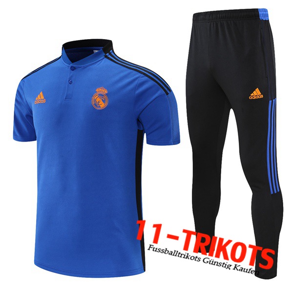 Real Madrid Poloshirt + Hose Schwarz/Blau 2021/2022 -01