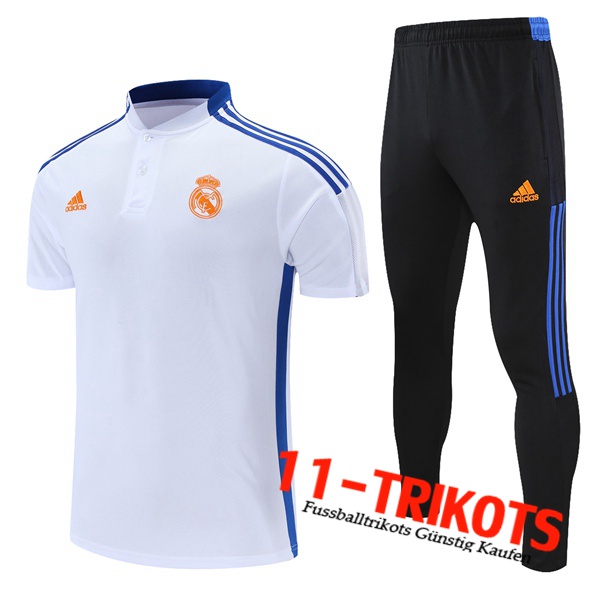 Real Madrid Poloshirt + Hose Weiß/Blau 2021/2022