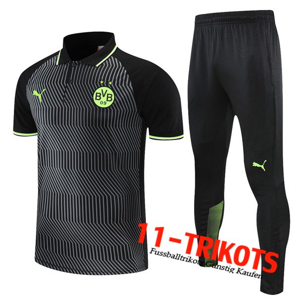 Dortmund BVB Poloshirt + Hose Grau/Schwarz 2021/2022