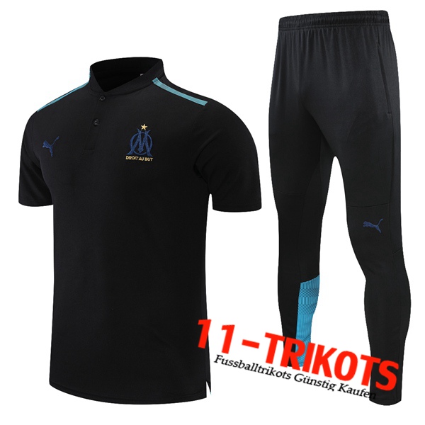 Marseille OM Poloshirt + Hose Schwarz/Blau 2021/2022
