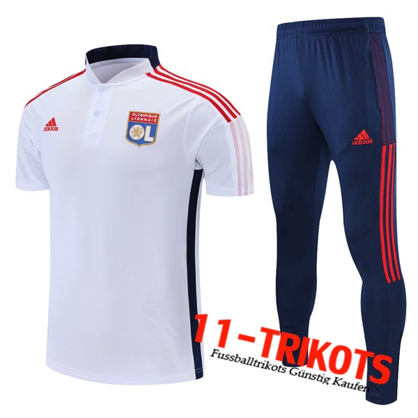 Lyon OL Poloshirt + Hose Weiß/Dunkblau 2021/2022