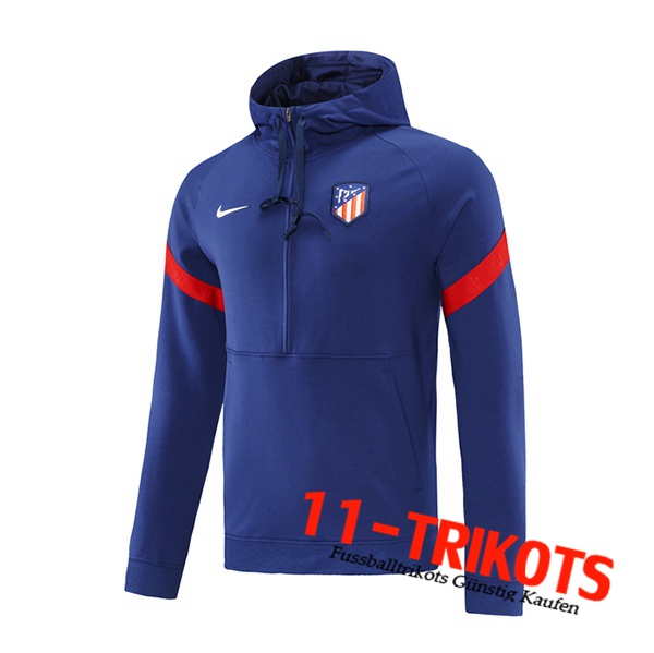 Atletico Madrid Training Sweatshirt Hoodie Blau/Rot 2021/2022