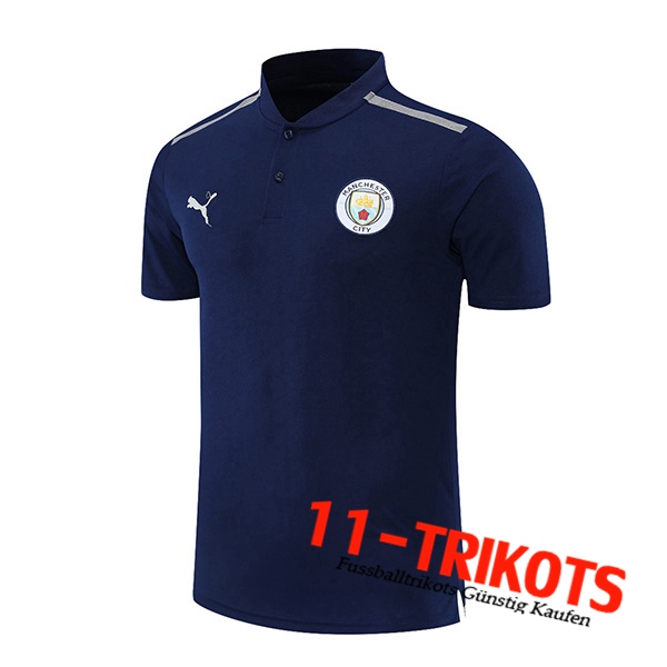 Manchester City Poloshirt Grau/Dunkblau 2021/2022
