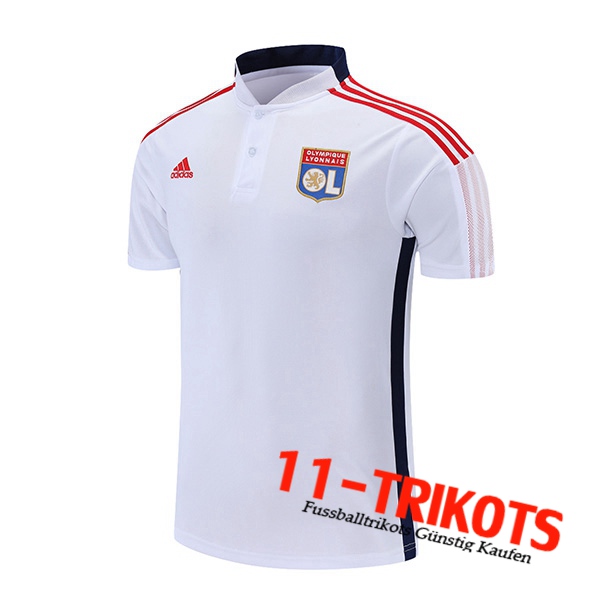 Lyon OL Poloshirt Weiß/Dunkblau 2021/2022