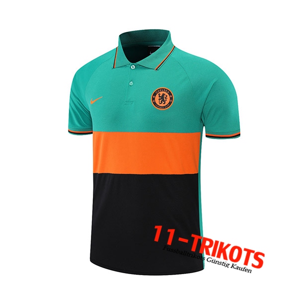 FC Chelsea Poloshirt Schwarz/Grun/Orange 2021/2022